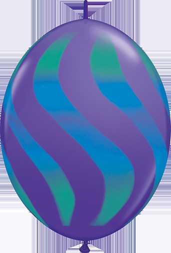 Qualatex Wavy Stripes QuickLink 12-Inch Latex Balloons, 50 Count