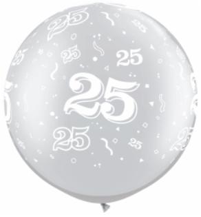 Ballons en latex argentés 25-A-Round de 30 pouces, paquet de 2