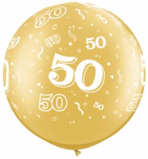 Ballons en latex dorés « 50 » tout autour de 30 pouces, paquet de 2