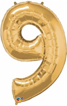 34-Inch Gold Number 9 Balloon