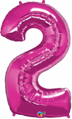 34 Inch Magenta Number 2 Balloon
