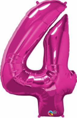 34-Inch Magenta Number 4 Balloon