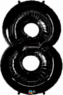 Black Number 8 Balloon, 34 Inch