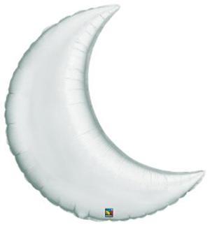 35" Silver Crescent Moon Foil Balloon