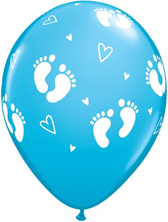 Baby Footprints & Hearts 11-Inch Latex Balloons, 50 Count