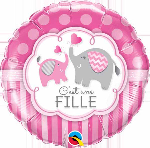 C'est une fille Elephant 18-Inch Round Foil Balloon