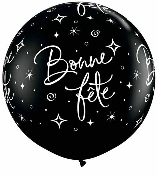 Bonne Fête Onyx Black 3-Foot Latex Balloons, 2-Pack