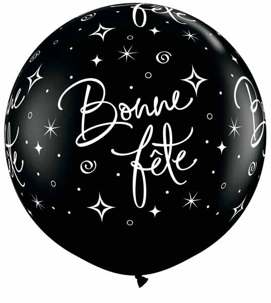 Bonne Fête Onyx Black 3-Foot Latex Balloons, 2-Pack