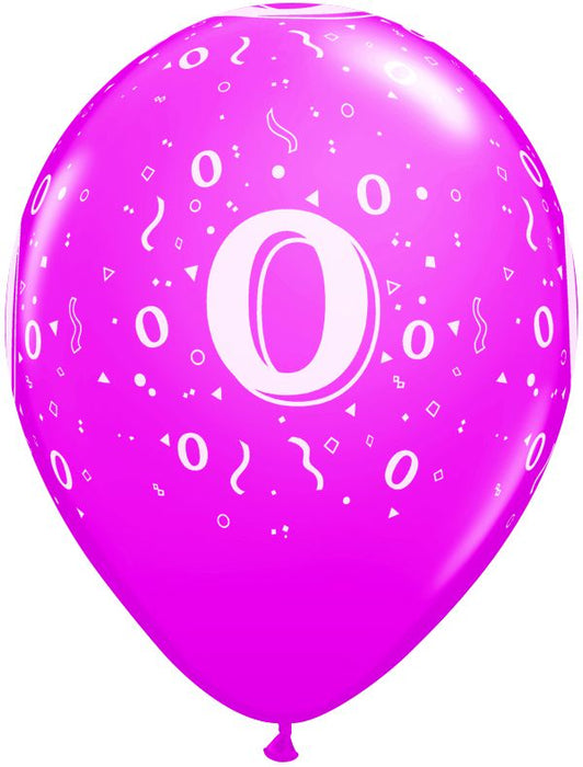 11-Inch Number 0 Confetti Print Latex Balloons, 50 Pack