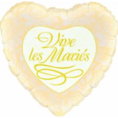 Vive les Mariés 18-Inch Heart Foil Wedding Balloon