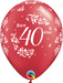 Bon 40e Anniversaire Damask 11" Latex Balloons, 50 Count