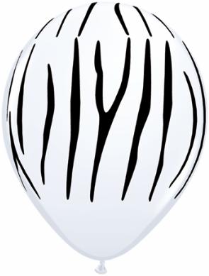 11-Inch White Zebra Stripe Latex Balloons, 50 Count