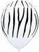 11-Inch White Zebra Stripe Latex Balloons, 50 Count