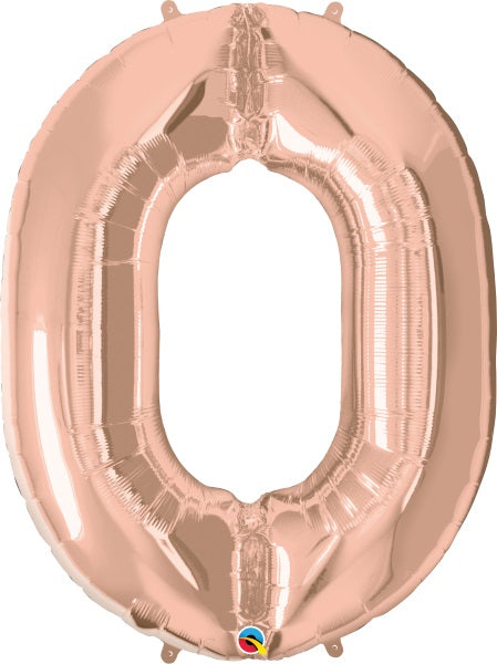 34-Inch Rose Gold Number 0 Balloon