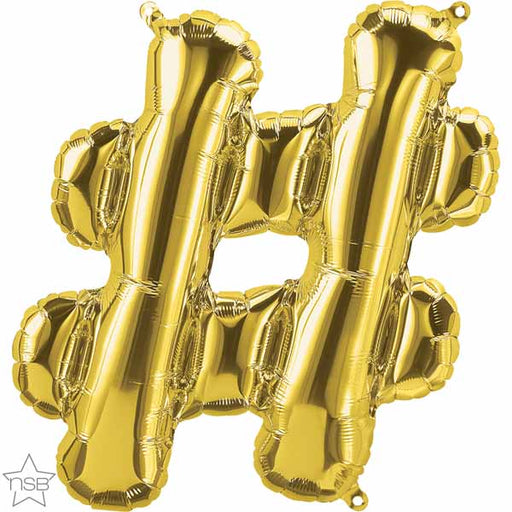 16-Inch Gold Hashtag Symbol Balloon