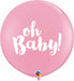 Oh Baby! Pink 3 ft Latex Balloons, 2 Pack
