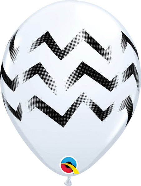 White Chevron Stripes 11-Inch Latex Balloons, 50 Count