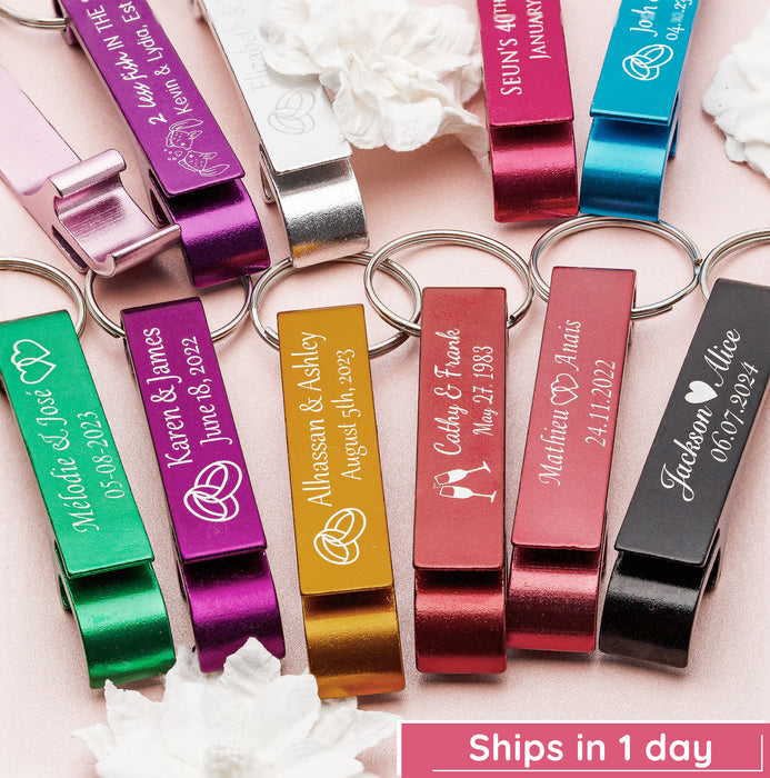 30pcs Personalized Bottle Opener Keychain, Custom Wedding Favors Small  Gifts Keychain Bulk, Promotional Item with Your Logo