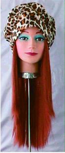 16-Inch Auburn Costume Wig with Animal Print Hat