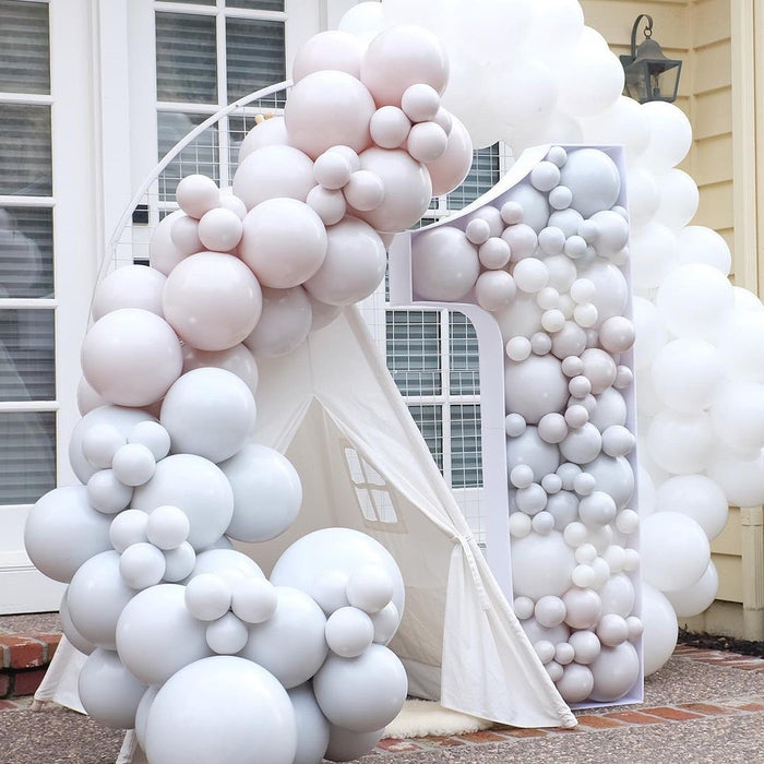 16ft Gray, White and Nude Balloon Arch and Garland Kit with Custom Colors