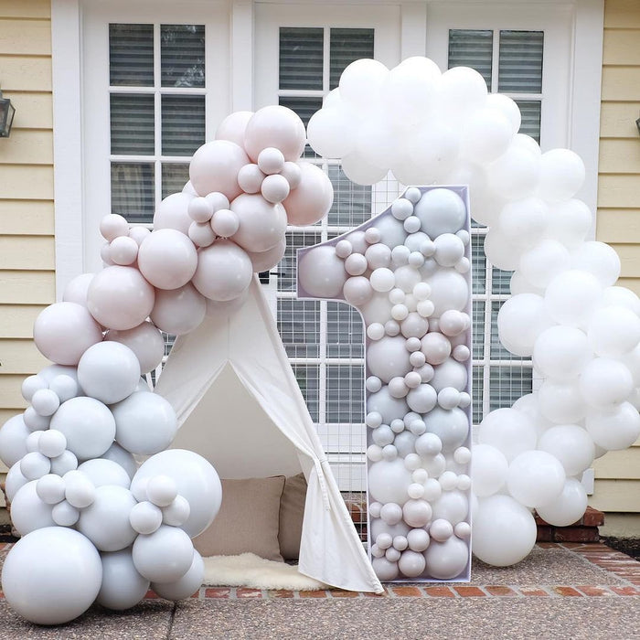 16ft Gray, White and Nude Balloon Arch and Garland Kit with Custom Colors