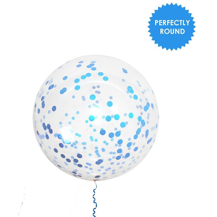 36-inch Giant Blue Confetti Balloons - Shimmer & Confetti