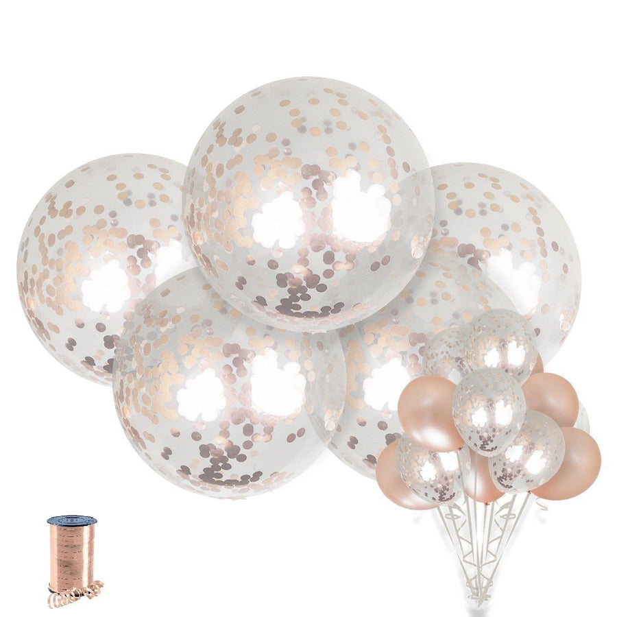 36-inch Giant Rose Gold Confetti Balloons 15ct - Shimmer & Confetti