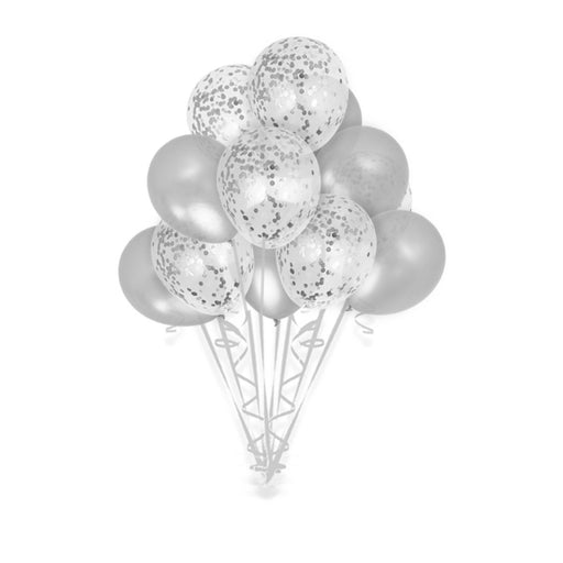 15 Pack Large Silver Confetti Balloons - Main 2