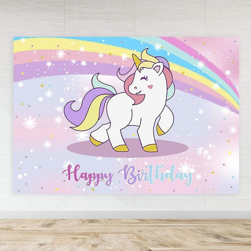 7ft by 5ft Rainbow Unicorn Backdrop Banner - Main
