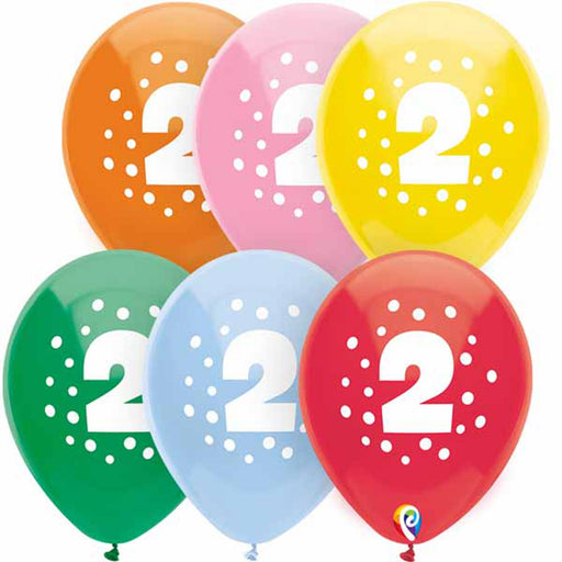 Funsational 12" Number 2 Dots Latex Balloons (8/Pk)