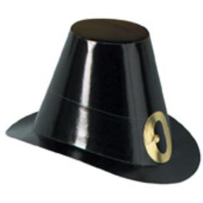 Black Pilgrim Hat with Gold Buckle