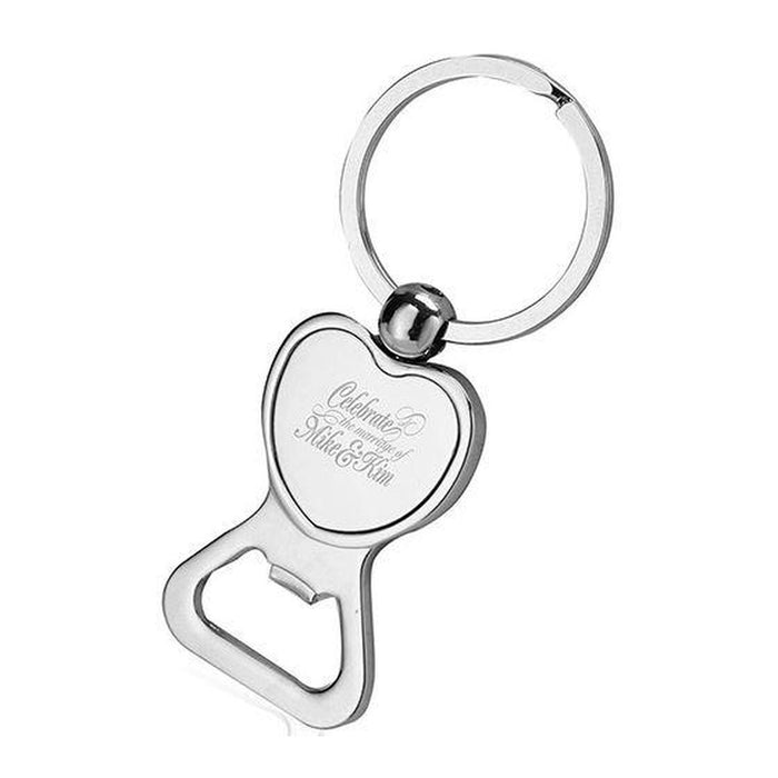 Engraved Custom Metal Heart Keychain Bottle Opener