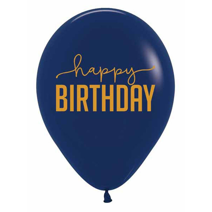 Nautical Celebration 11S Happy Birthday Navy Print Balloons (50/Pk) —  Shimmer & Confetti