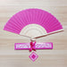 Custom Silk Folding Fan - Personalized Wedding Gift with Bride and Groom's Names and Date - Pink folding fan with box packing