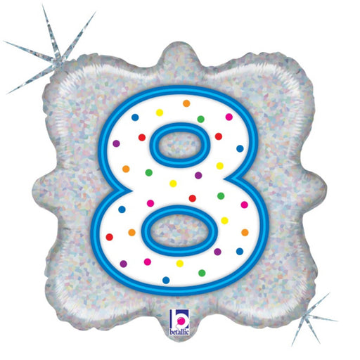 18" Number 8 Candle Style Holographic Foil Balloon (5/Pk)