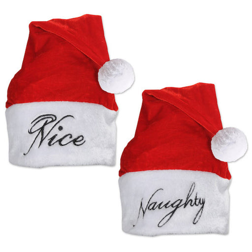 Plush Naughty/Nice Santa Hat (1/Pk)