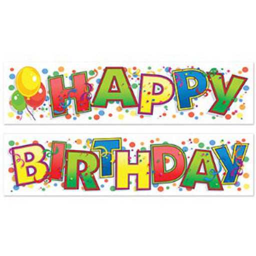 Cheerful Happy Birthday Banner Colorful Decor for Joyous Celebrations (6/PK)