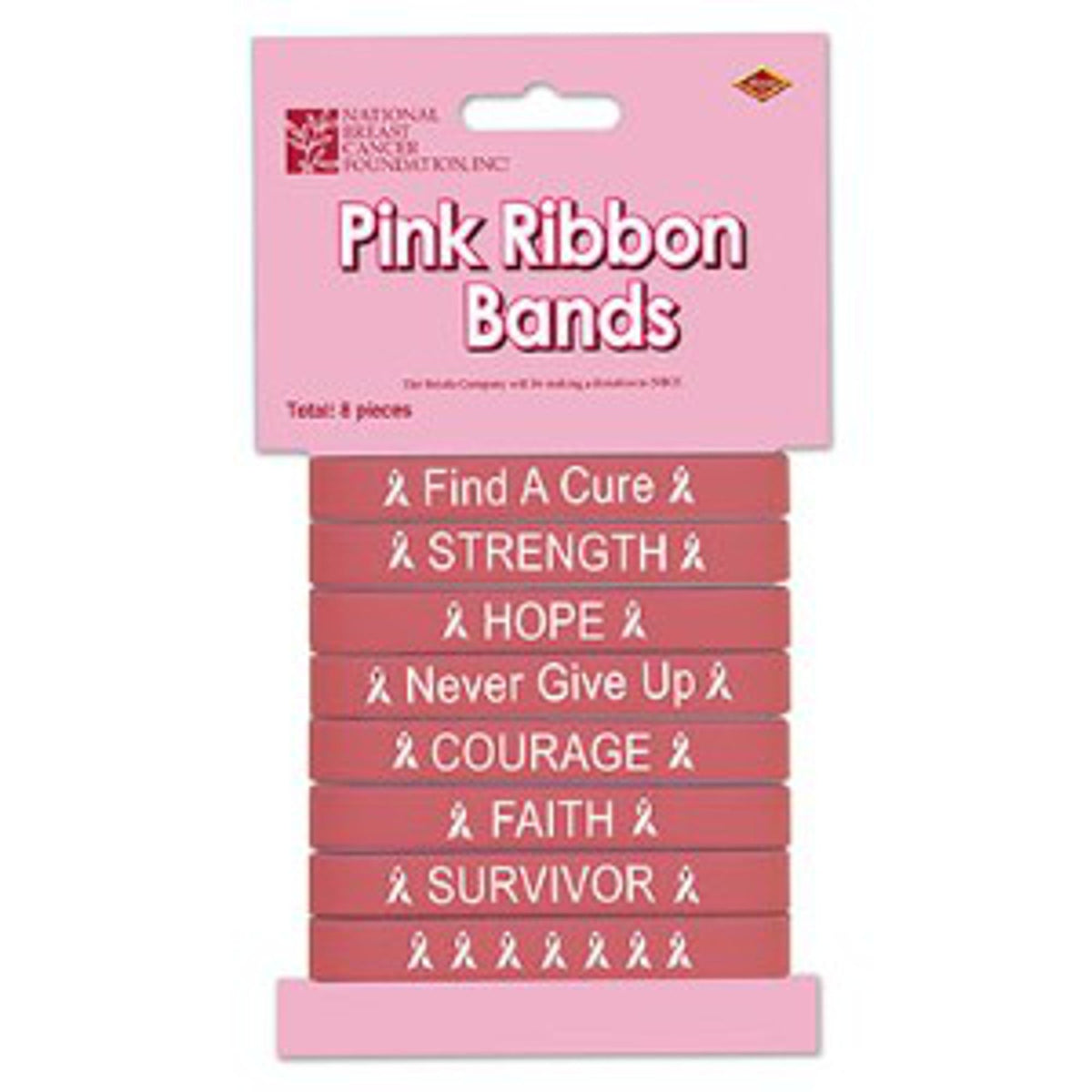Pink Ribbon Bracelets (8/Cd) Support Breast Cancer Awareness