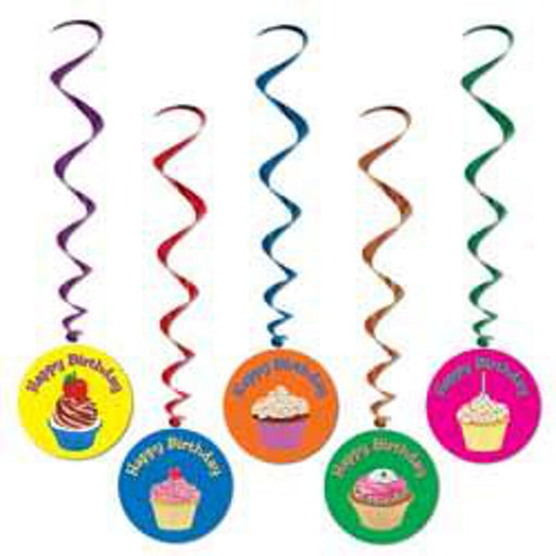 Joyful Happy Birthday Whirls Colorful Hanging Decorations for Festive Celebrations (1/Pk)