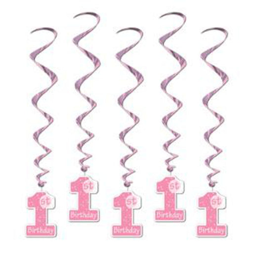 Adorable 1st Birthday Whirls in Pink Charming Party Decorations for Spirited Celebrations (1/Pk)