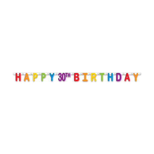 Multicolor Happy 30th Birthday Streamer Festive Decor for a Milestone Celebration (3/Pk)