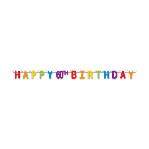 Multicolor Happy 60th Birthday Streamer Festive Decor for a Milestone Event (3/Pk)