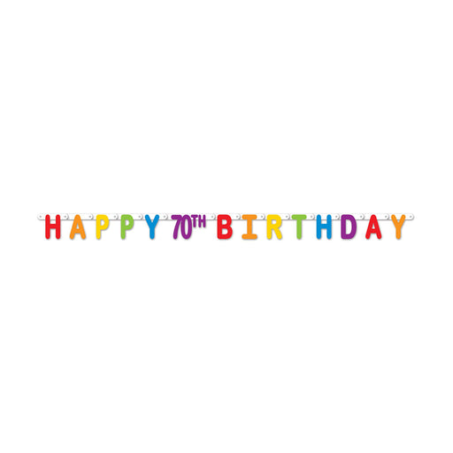 Multicolor Happy 70th Birthday Streamer Vibrant Decor for a Milestone Celebration (3/Pk)