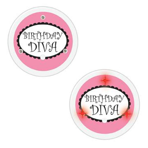 Flashing Birthday Diva Magnetic Button: Shine Bright (3/Pk)