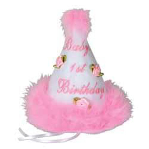 Baby's 1st Birthday Cone Hat Pretty in Pink (1/Pk)