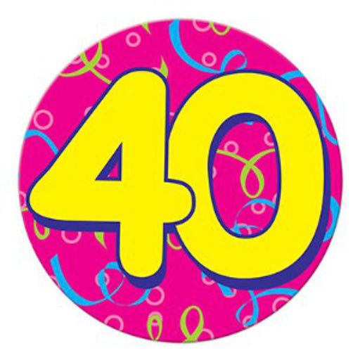Jumbo '40' Button Celebrate Four Decades with Vibrant Flair (3/Pk)