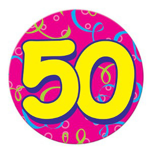 Jumbo '50' Button Celebrate Half a Century in Grand Style (3/Pk)