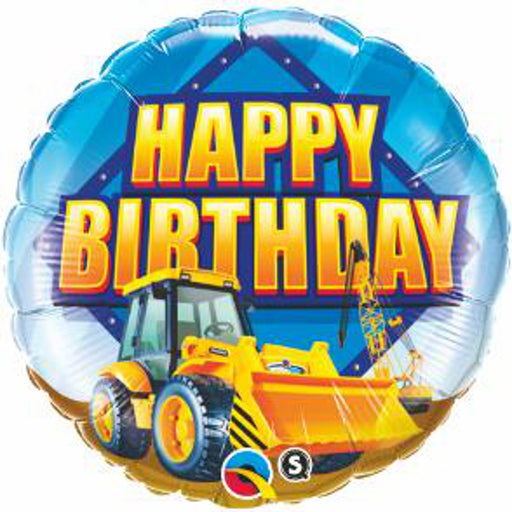 18" Birthday Foil Balloon Party Time Construction Theme in Blue and Yellow (5/Pk)