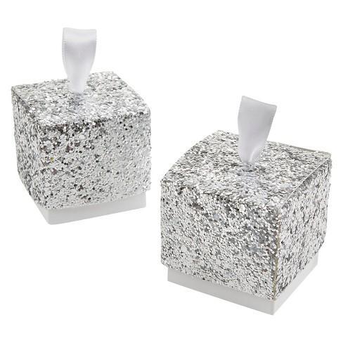 All That Glitters Silver Glitter Favor Boxes