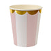 Dusty Pink Fan Stripe Party Cups 12ct - Shimmer & Confetti
